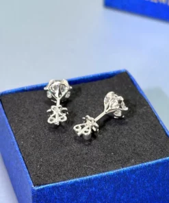 Khuyên tai nam nữ bạc 925 nụ mặt kim cương Moissanite nhiều size đơn giản, unisex, họa tiết trái tim-EIJBT04