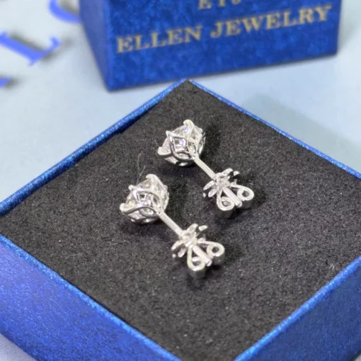 Bông Tai Ellen Kim Cương Moissanite 4-7MM Bạc 925 Phủ Bạch Kim Không Đen Không Mờ Nam Nữ-Bảo Hành Trọn Đời EIJBT05