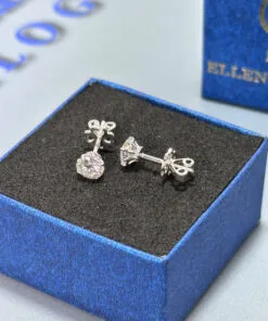 Khuyên tai bạc nữ Ellen Jewelry, Full Kim Cương Moissainite kiểm định GRA cao cấp sang trọng- EIJBT10