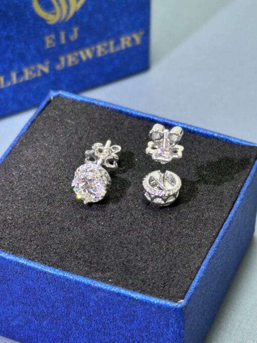 Bông tai kim cương Moissanite nụ 4-7 ly kiểm định GRA,, Khuyên tai sang chảnh, hiện đại-Bảo hành trọn đời EIJBT 11