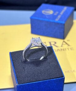 Nhẫn thiết kế đính full kim cương Moissanite- Vàng trắng 18K